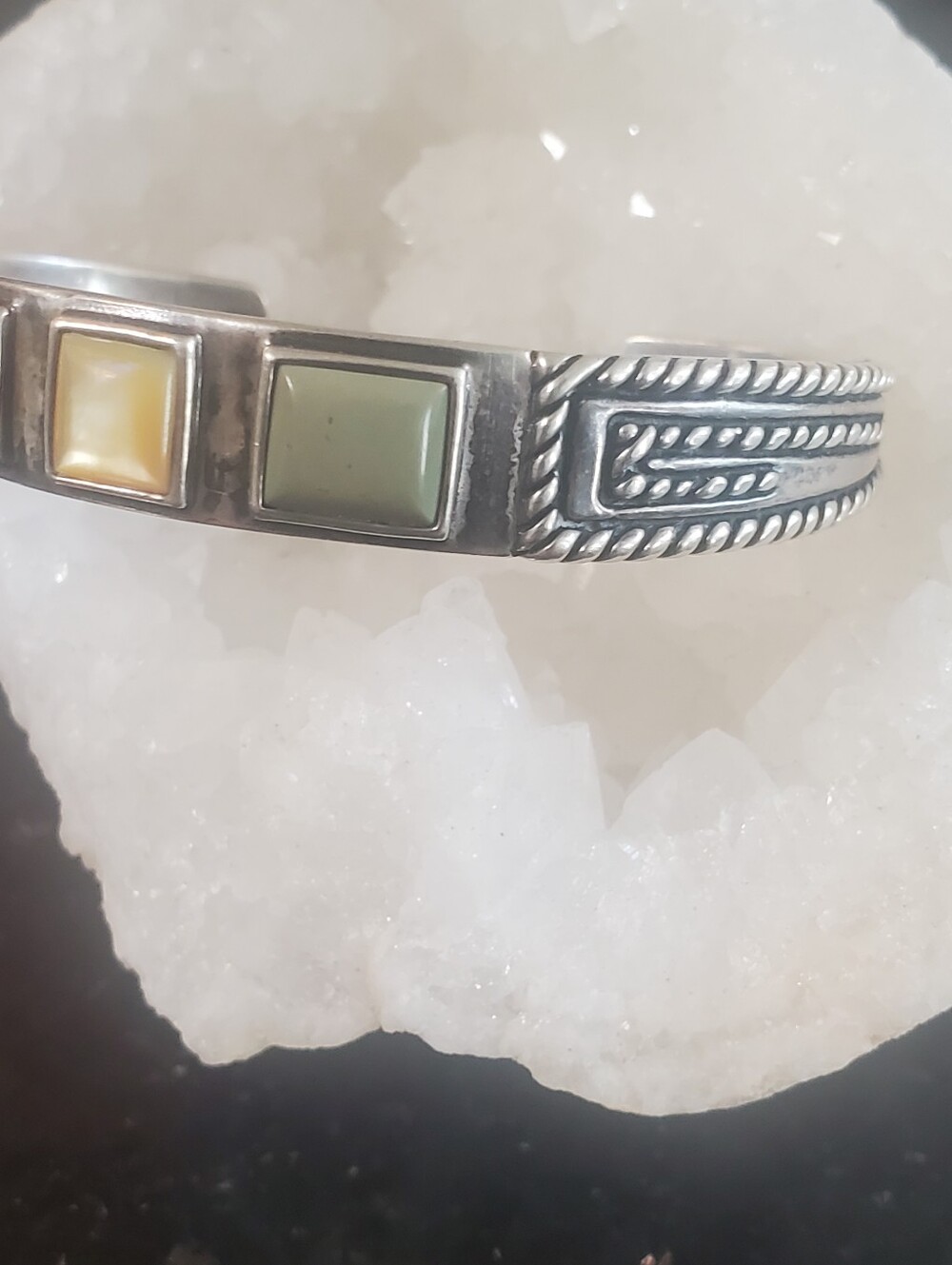 Carolyn Pollack Sterling Silver Multi-Stone Square Inlay Cuff